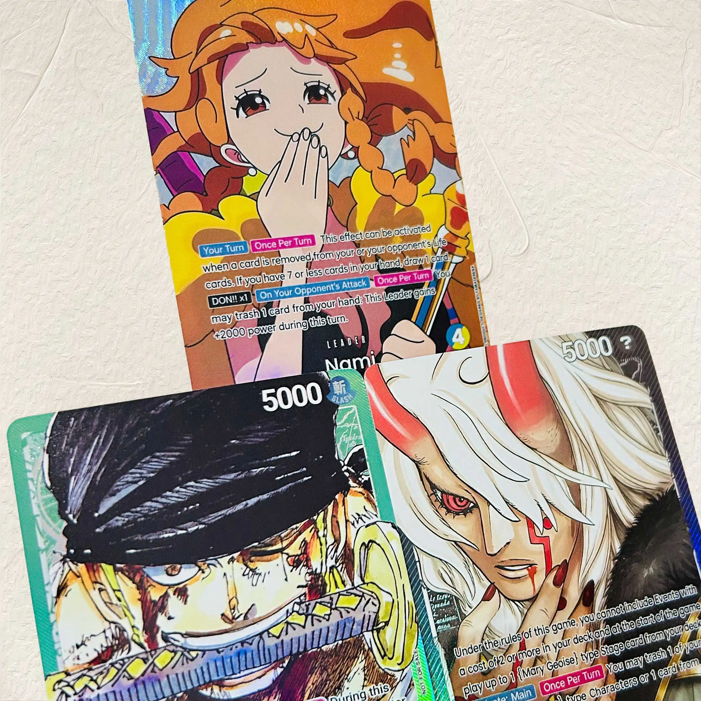 DIY One Piece Nami Roronoa Zoro Imu 3 Stück Folien-Textur-Karten Englische Version Sammlerqualität Premium Anime-Sammelkarten – Detail 1