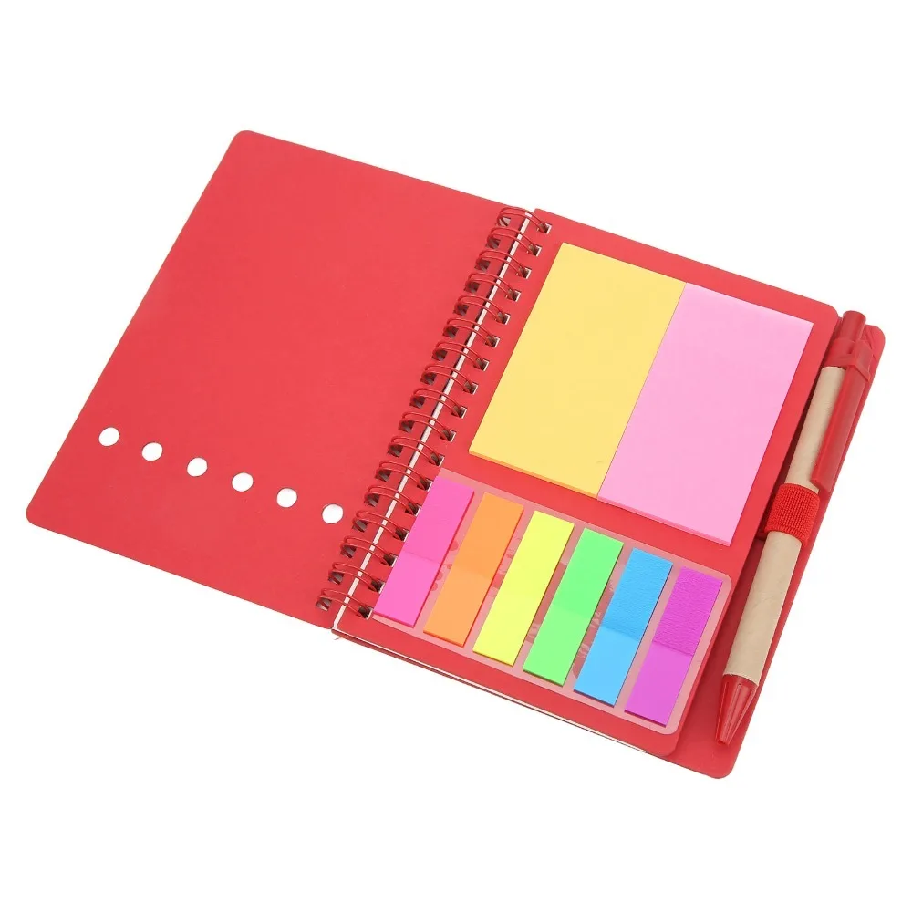 Kraft Paper Spiral Notebook Multi Colors Coil Bound Sticky Notes Rectangular Tearable Kraft Paper Notebook Desktop Reminder