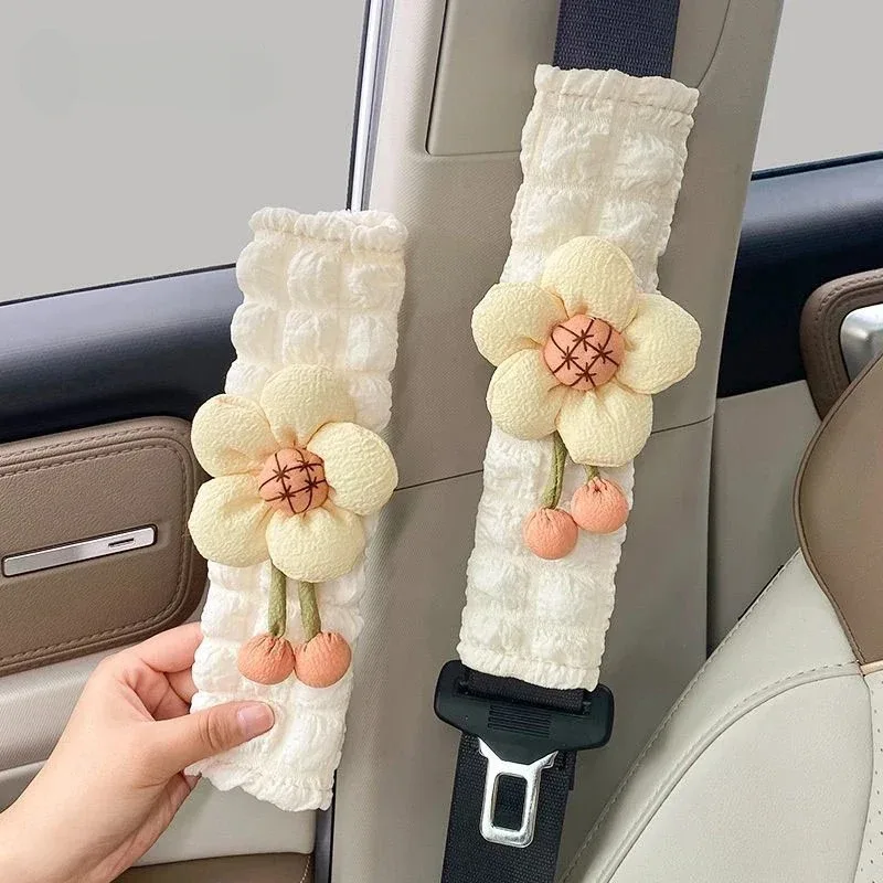 bonito-rosa-arco-puff-pelucia-cinto-de-seguranca-do-carro-capa-macio-cinto-de-seguranca-almofada-de-ombro-protetor-auto-pescoco-apoio-almofada-para-criancas-meninas