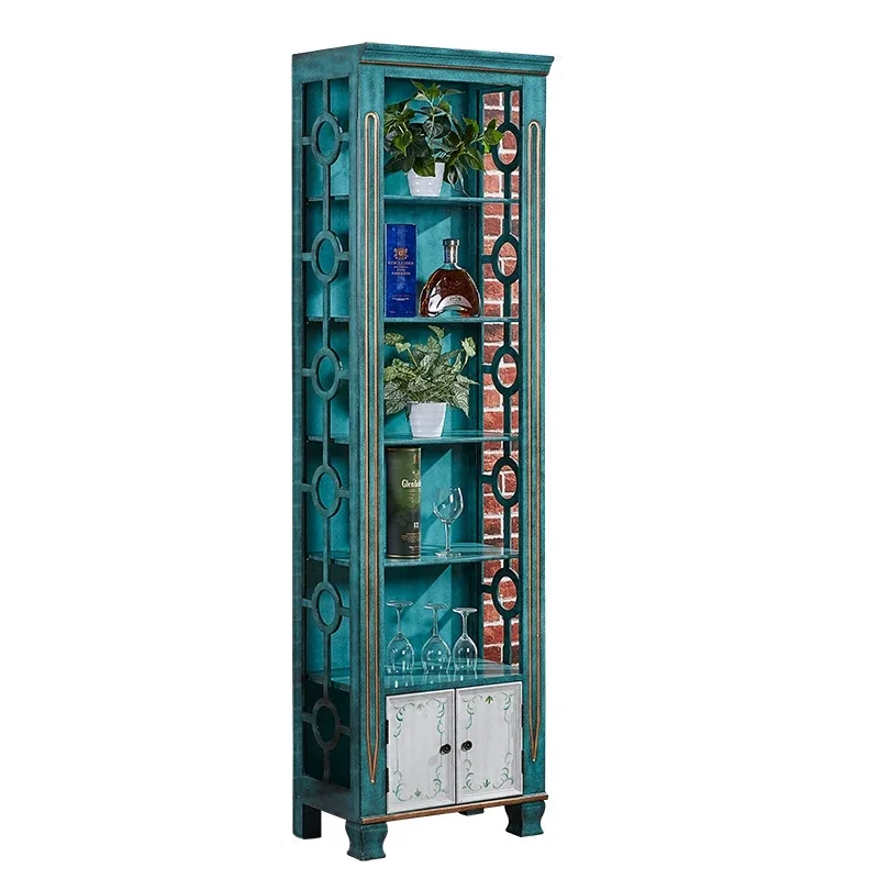 

Wine cabinet living room dining room retro dining side cabinet painted bookcase collection display rack