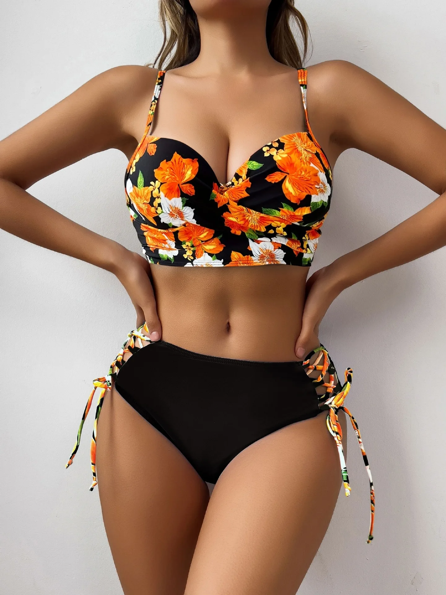 2026 Printed High Waisted Two Piece Bikini Set Women Tummy Control Sexy Swimsuit Swimwear Beach Vacation Summer Panties Set New