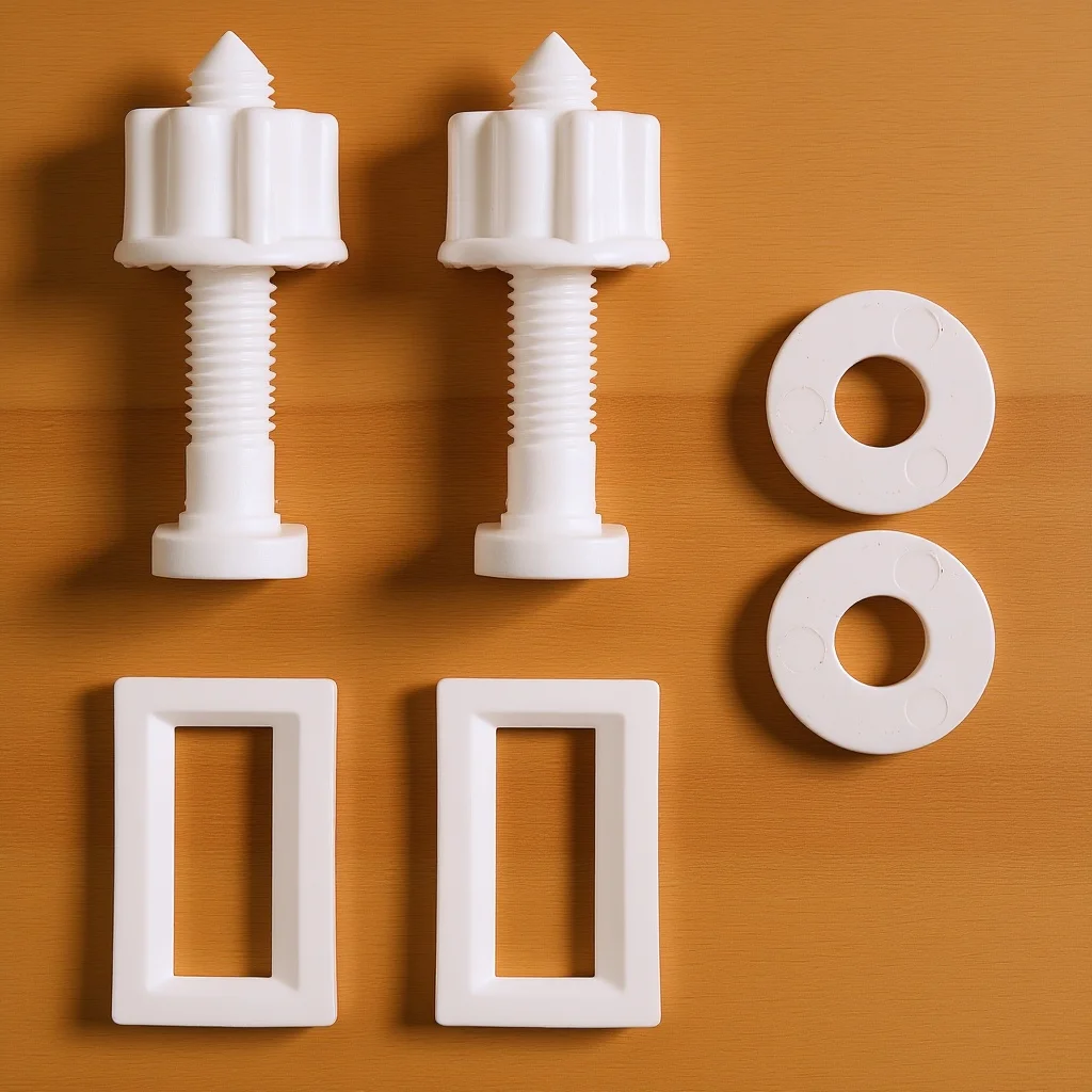 

2Sets Toilet Seat Screws Plastic Square Bolt Nuts Washers Replacement Hardware Fixing Kit Toilet Lid Seat Hinges Installation