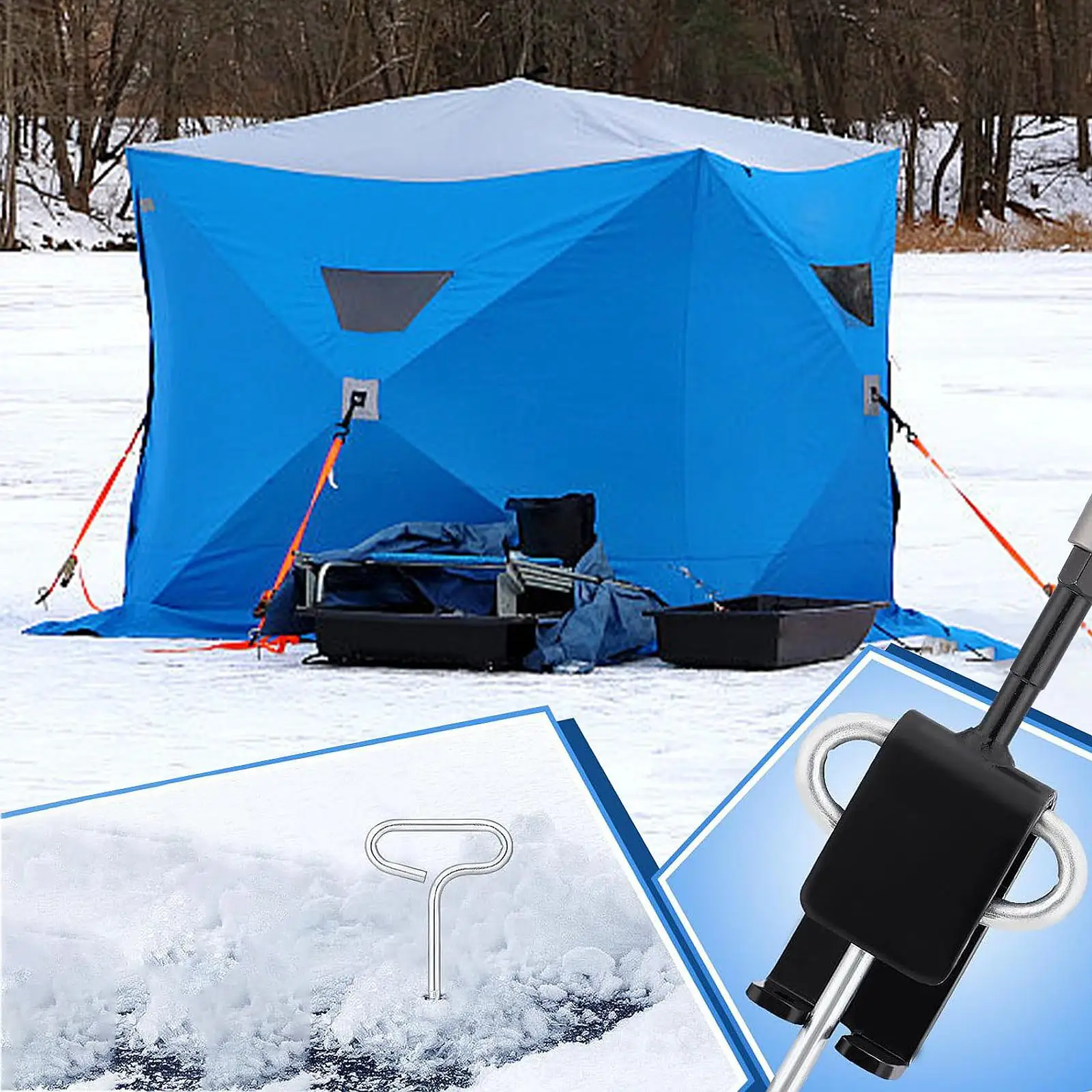 Ice Fishing Tent Anchor Drill Adapter Sturdy Metal Nail Driver for Setting Up Shelter Pegs Outdoors