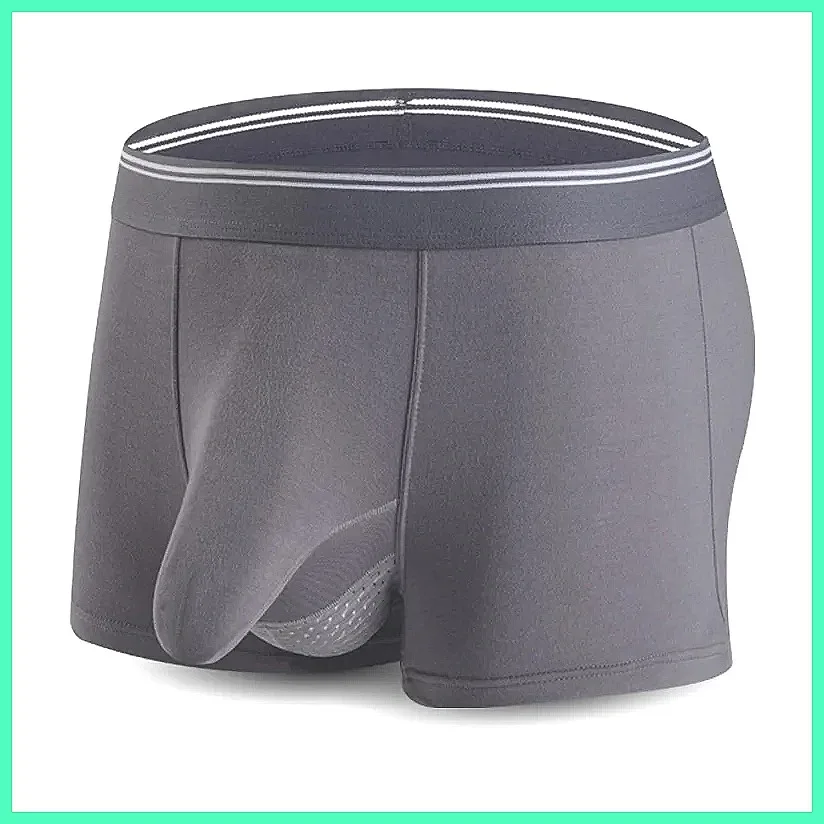 Men's Dual Pouch Boxer Shorts with Ball Hammock & Mesh - Breathable Modal Sports Underwear Plus Size