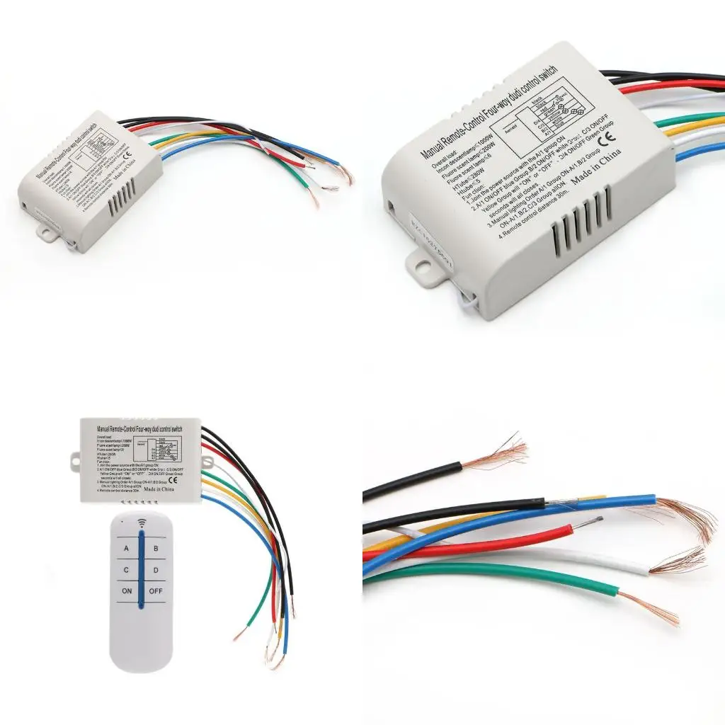 4 Channel Wireless Light Switch and Receiver Remote Control Lighting Fixture DIY Relocate Old Ceiling Switch high quality