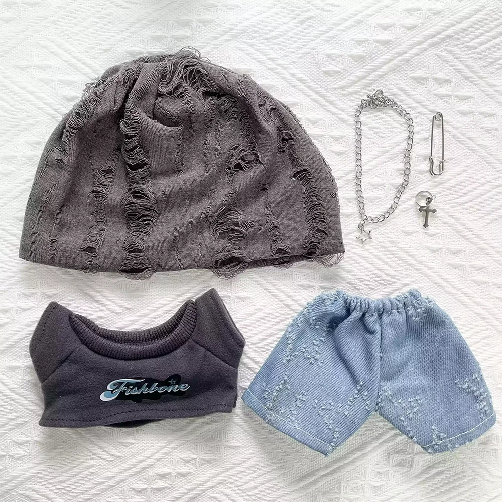 Street Style 20cm Cotton Doll Clothes Hoodie Jeans Idol Doll Clothes Dress Up Sport Plush Doll Clothes Children's Gift