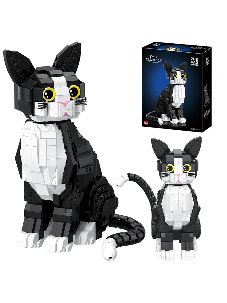 2026 801PCS Diermodel Smoking Kat Bouwstenen Leuke Cartoon Kitty Monteren Bakstenen Educatief Speelgoed Cadeaus Voor Meisje Jongen Volwassen - afbeelding 2