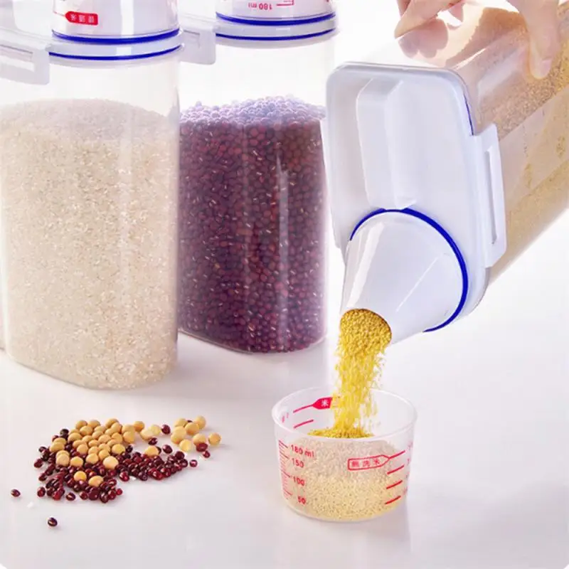 Plastic Cereal Dispenser Storage Box Kitchen Food Grain Rice Container Nice Rice Storage Box Flour Grain Storage Can