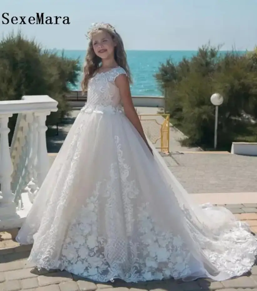 

Beautiful Pageant Dresses For Girls Ball Gown Flower Girl Dresses For Weddings Vestido De Daminha Communion Dresses White Ivory