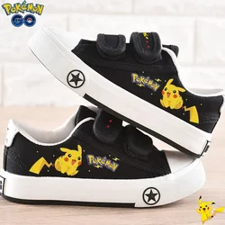 Pokemon Pikachu dziecięce brezentowe buty 2022 wiosna jesień chłopięce sneakersy Tide z miękkim spodem buty z tkaniny dziewczęce białe buty