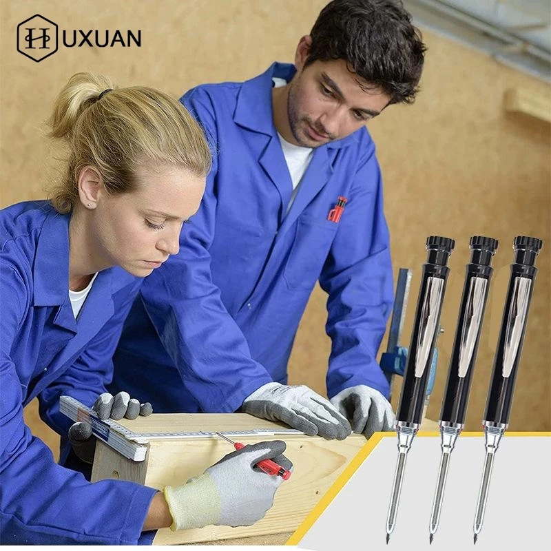 【W】2.8mm 2-in-1 Woodworking Mechanical Pencil With Lead And Built-in Sharpener For Deep Hole Carpenter Marking Pencils Tool