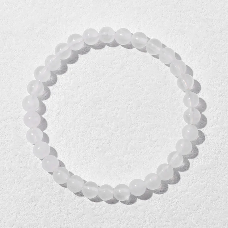 Real Gypsum Stone Bead Bracelet 6 8 10 MM Natural White Calcite Selenite Mineral Stone Stretch Bracelet Bangles For Women Men