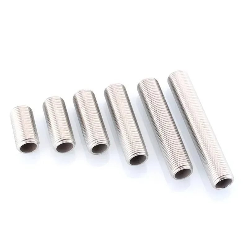 304 Stainless Steel External Thread Round Pipe 40mm/50mm/60mm/80mm/100mm/120mm Length To 1/4 3/8 1/2 3/4 1