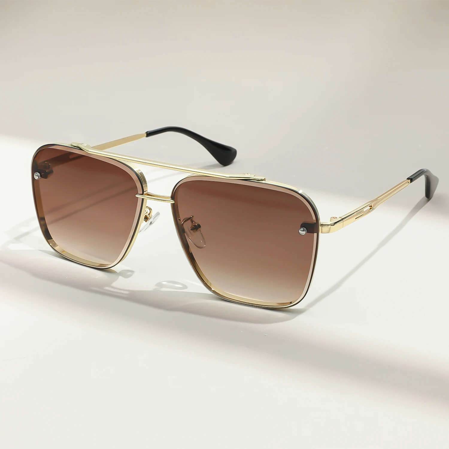 Fashion Oversized Square Aviator Gradient Sunglasses For Men Women Vintage Metal Sun Glasses