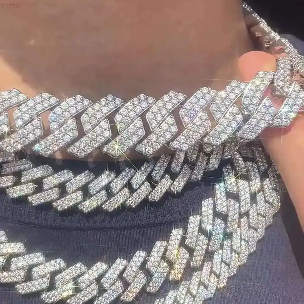 

Перманентная кубинская цепочка Iced Out Vvs с муассанитом, модные ювелирные изделия, ожерелья для мужчин