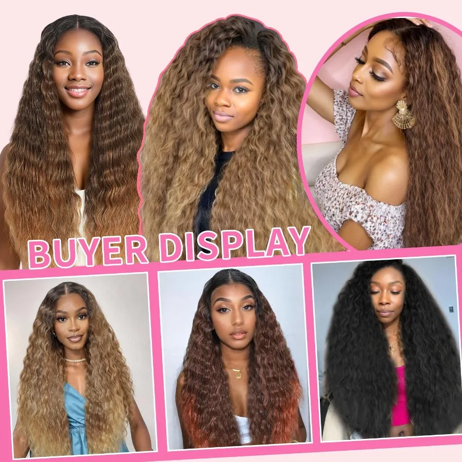 الاصطناعية الدانتيل الجبهة الباروكات قبل قطعها أومبير العسل شقراء شعر مستعار طبيعي متموج للنساء السود 13x4x1 الجزء الأوسط غلويليس جاهز ل #4