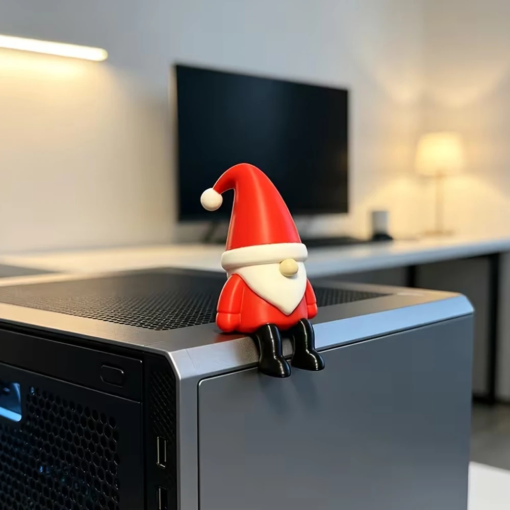 Dwarf Santa Claus Sitting Figure Statue, Mini Santa Claus Figurine, Showing a Sitting and Resting Pose, Ideal for Decorating Bookshelves, Office Desks, and Home Desktops