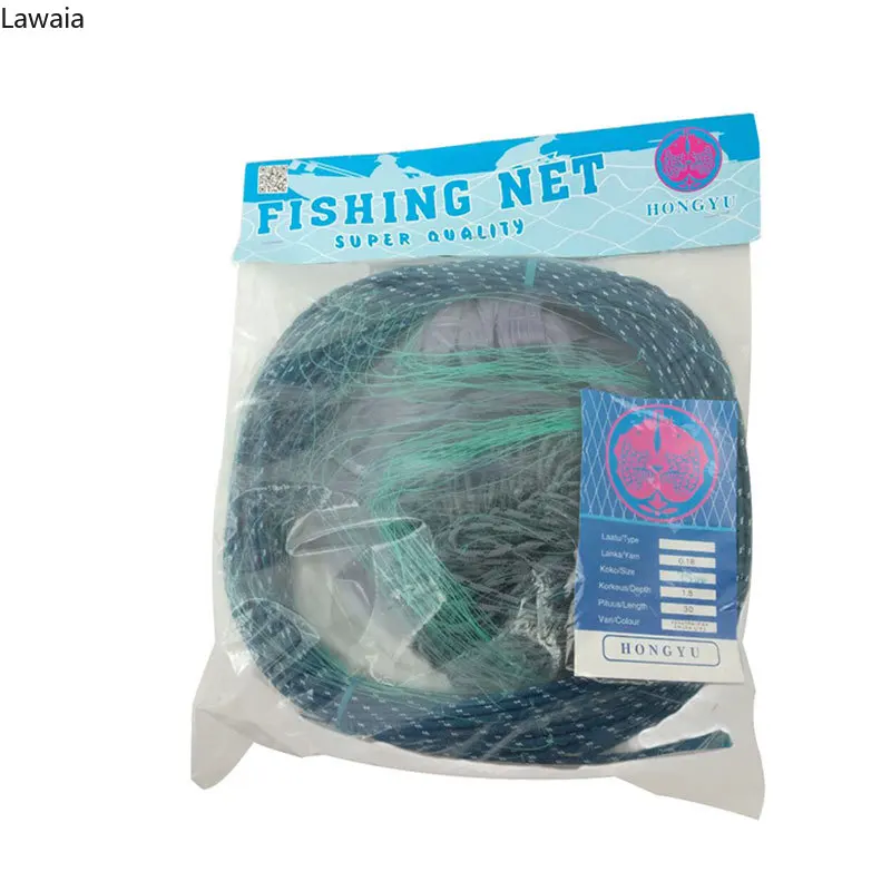 Lawaia Gill Net Fishing 1.8x30m Monofilament Nylon Fishing Net Small Eye 2.5/3/3.5/4cm Viscous Fish Net Lake Wave Pond Fishing