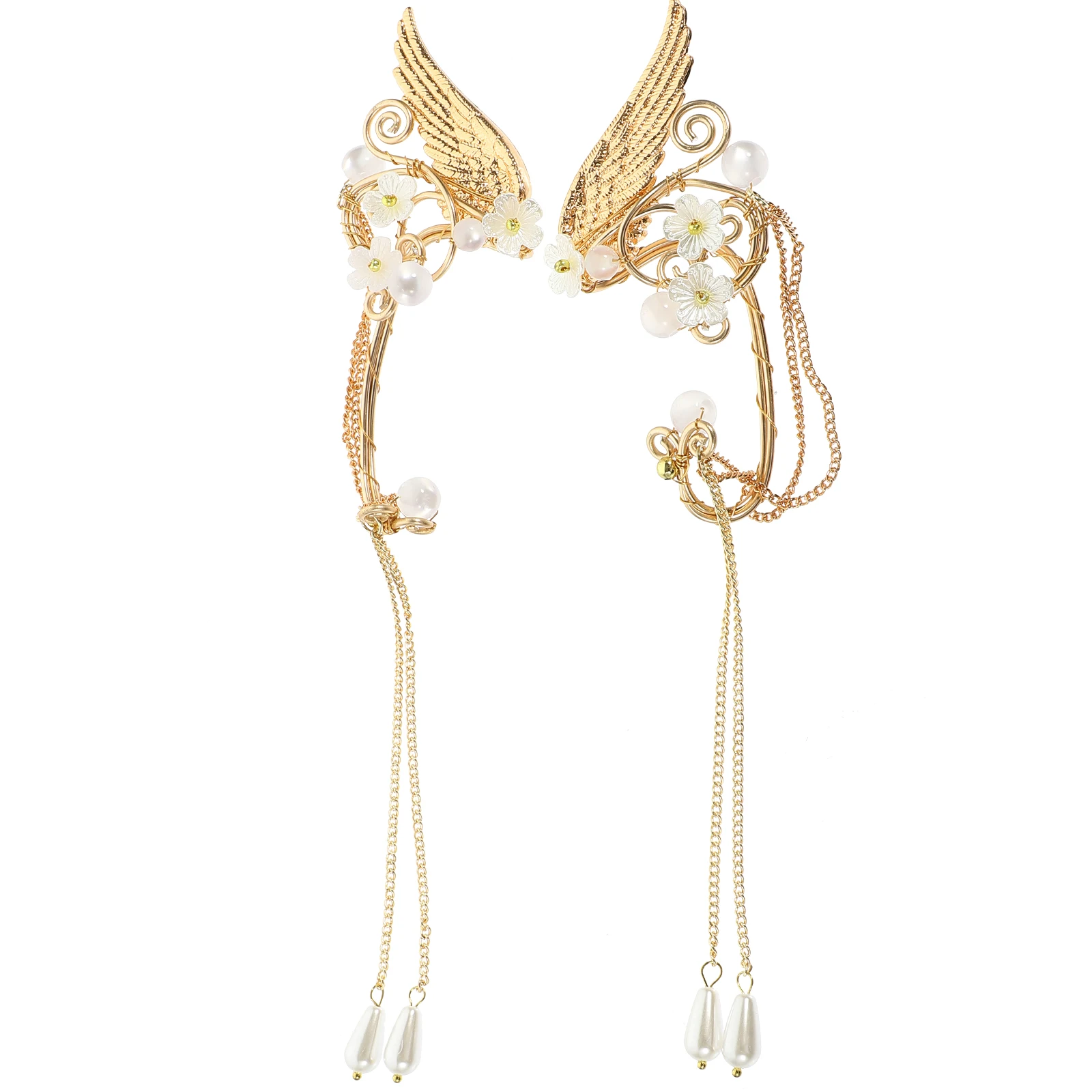 

Ear Cuff Earrings Clip on Dangle Golden Non Piercing Elf Ear Cuffs Women Accessories Long Tassel Design Safe Handmade