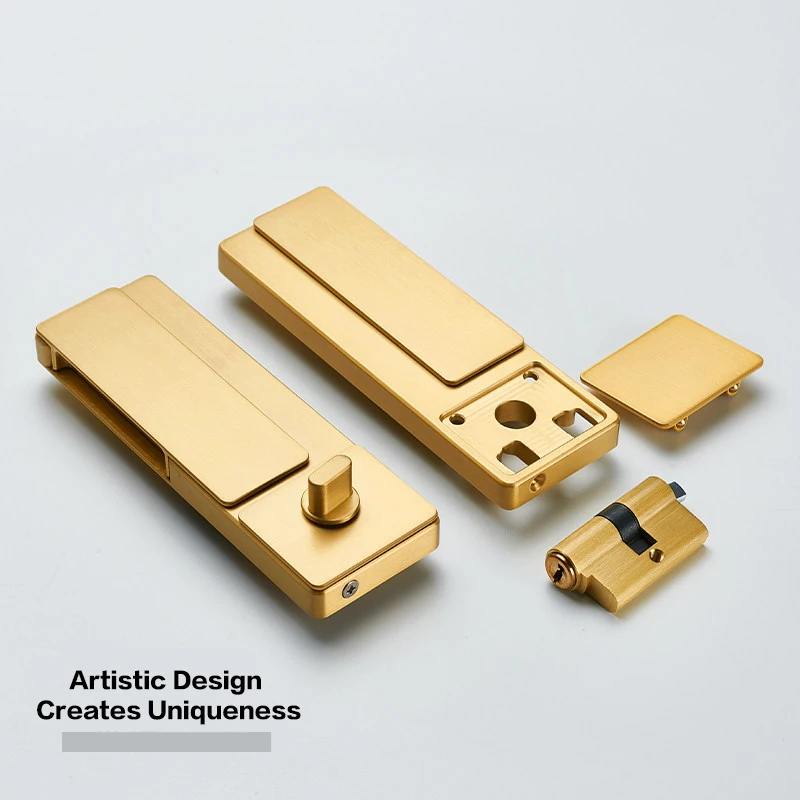 Universal Complete Set Solid Brass Solid Wood Magnetic Silent Handleless Invisible Interior Door Lock Hardware For Bedroom 288