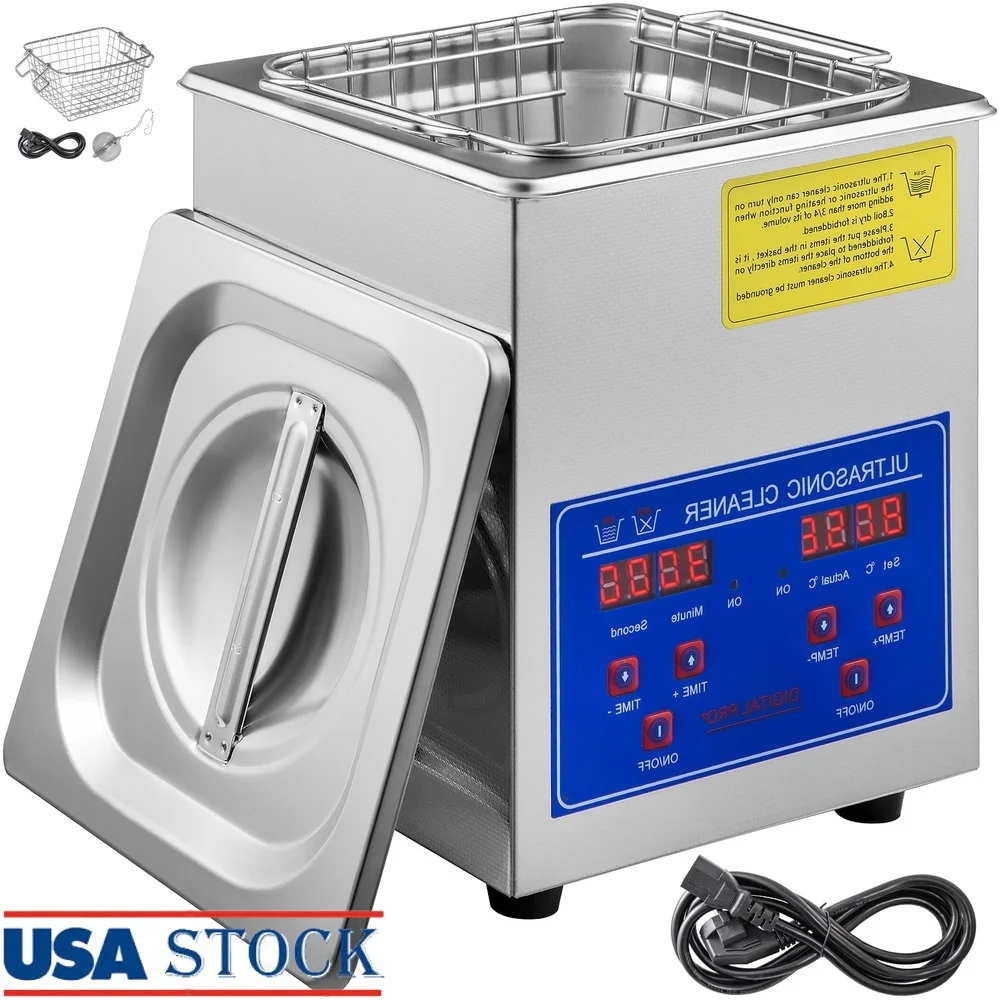 

2L Ultrasonic Cleaner 40kHz Digital Timer 304 Stainless Steel Jewelry Cleaner Eyeglasses Watches Tools Home Professional Use