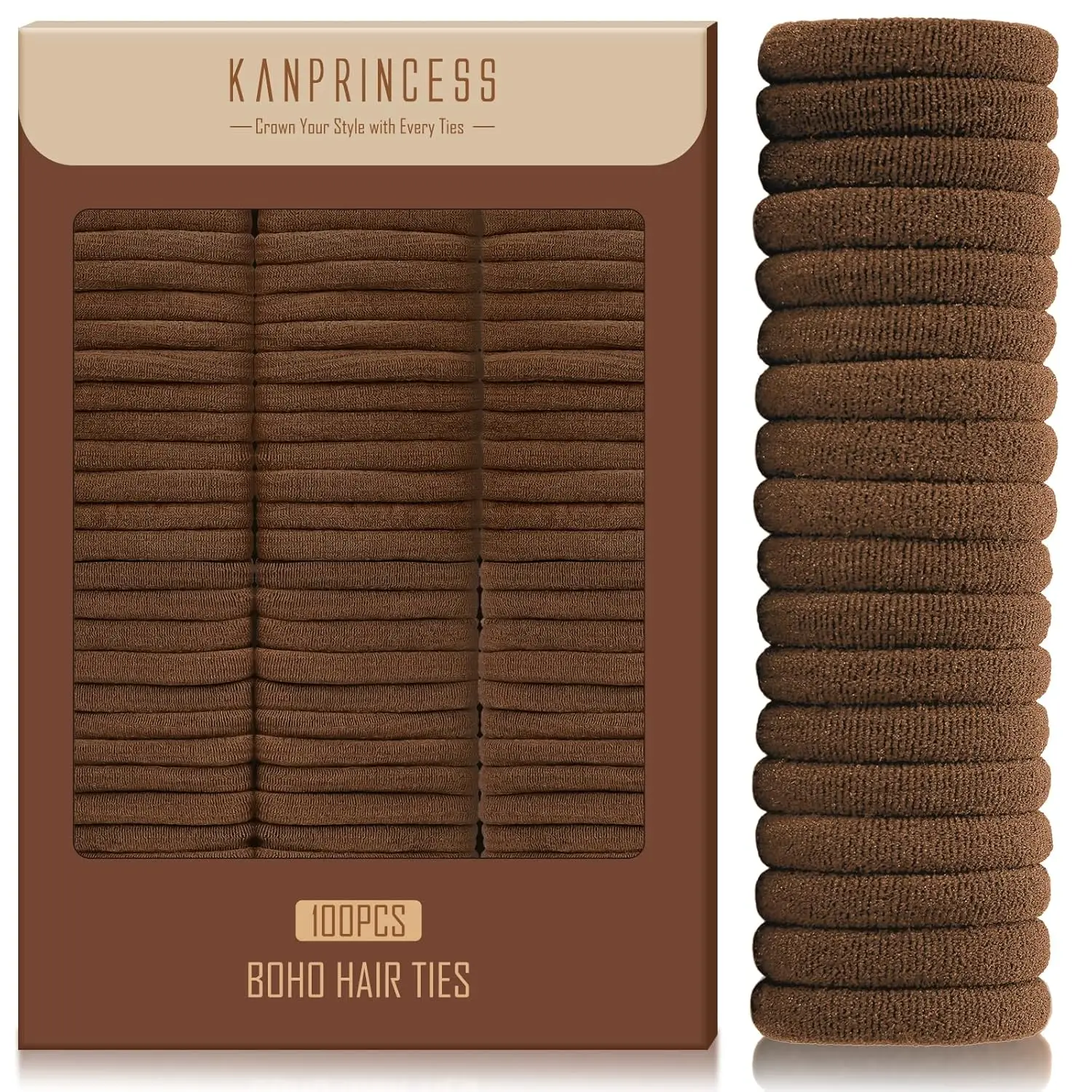 

Soft Cotton Hair Ties for Thick Hair - 100 Pcs No Damage Ponytail Holders
