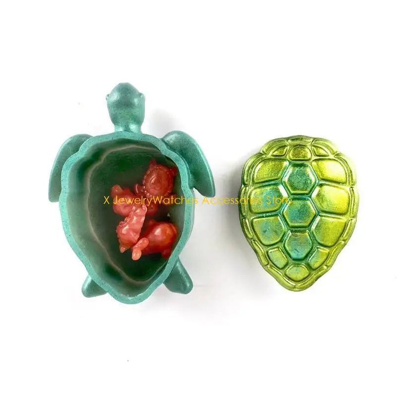 31KD Silikon-Flaschen-Harzformen mit Deckel, 3D-Schildkrötenform, Behälter, Epoxidgussform, DIY dekorative Schmuckhalterformen