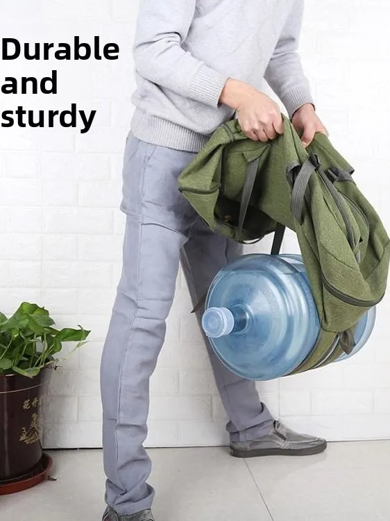 Extra Large Thickened Canvas Backpack Super Capacity Denim Hiking Bag Wear-Resistant Mountain Climbing Bag Unisex Youth Backpack
