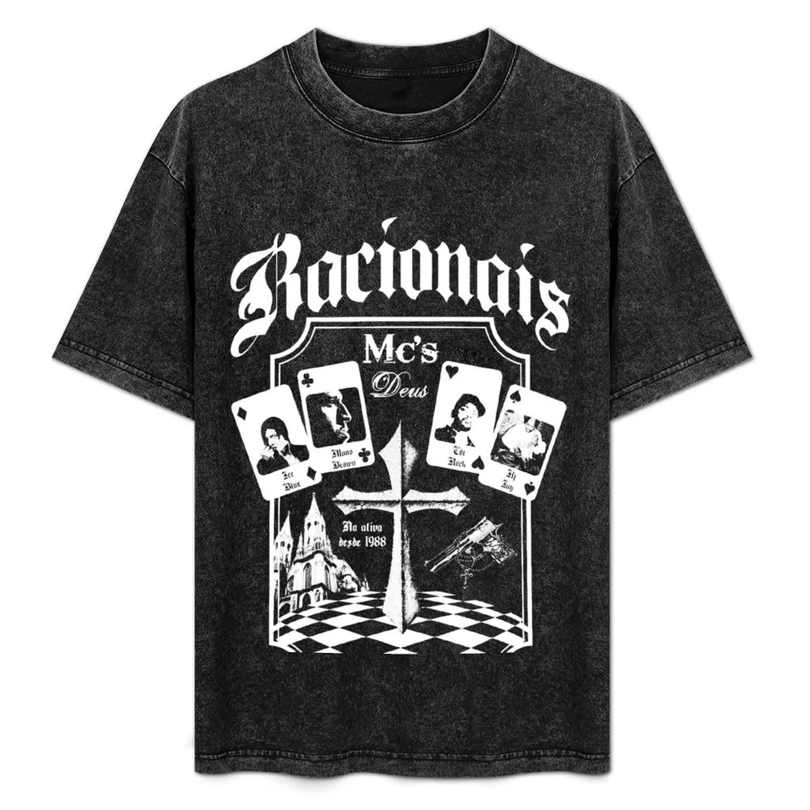 Camiseta Clássica Racionais Mc?s para Tamanhos Grandes e Altos, Manga Curta