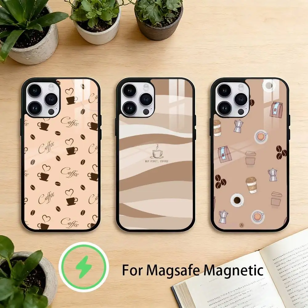 

C-Coffee L-Latte Art Phone Case For iPhone 17,16,15,14,13,12,Plus,Pro,Max For Magnetic Wireless Charge