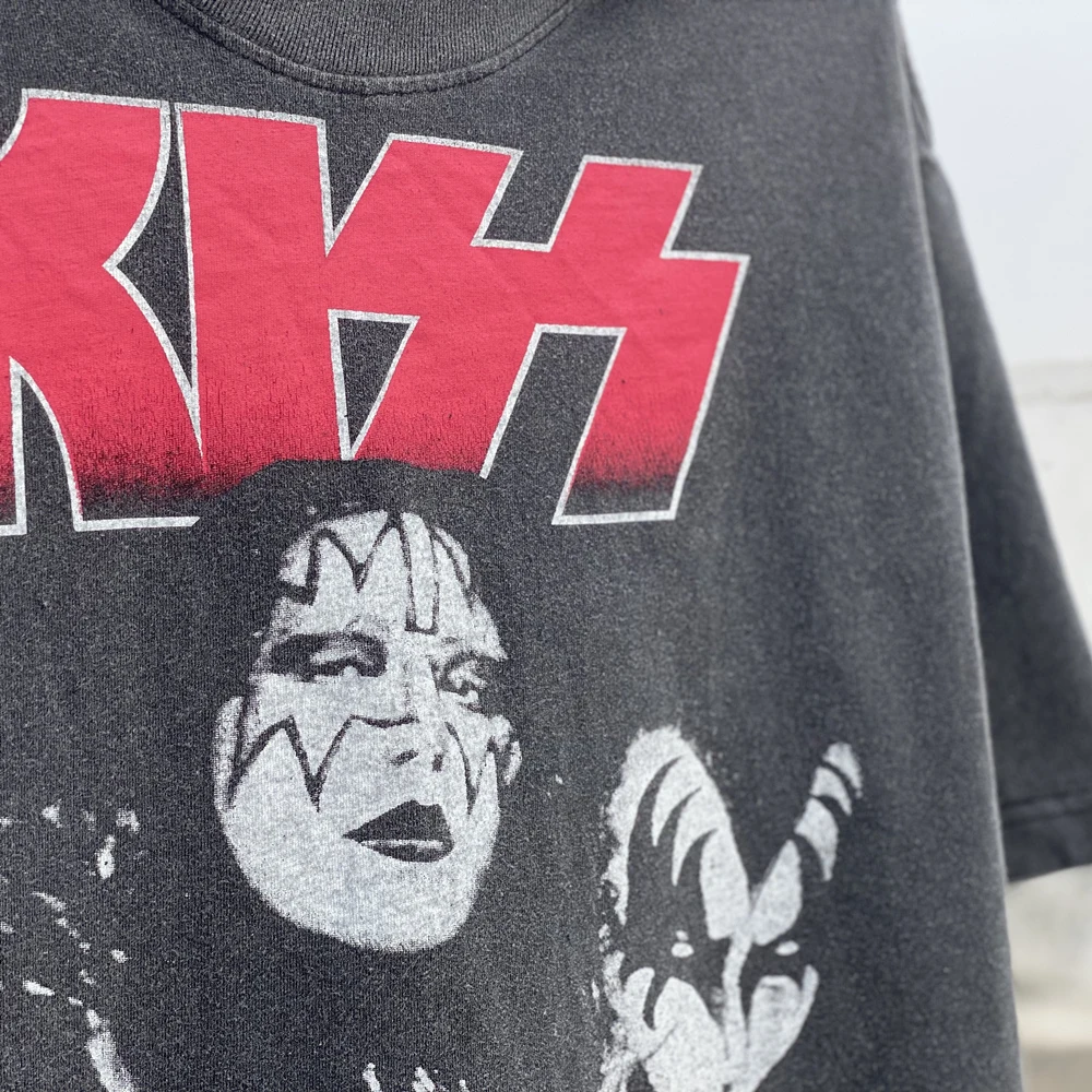 Frog drift Fashion Brand Rock KISS Band Loose Vintage Oversize Streetwear Tee t-shirt tops for men