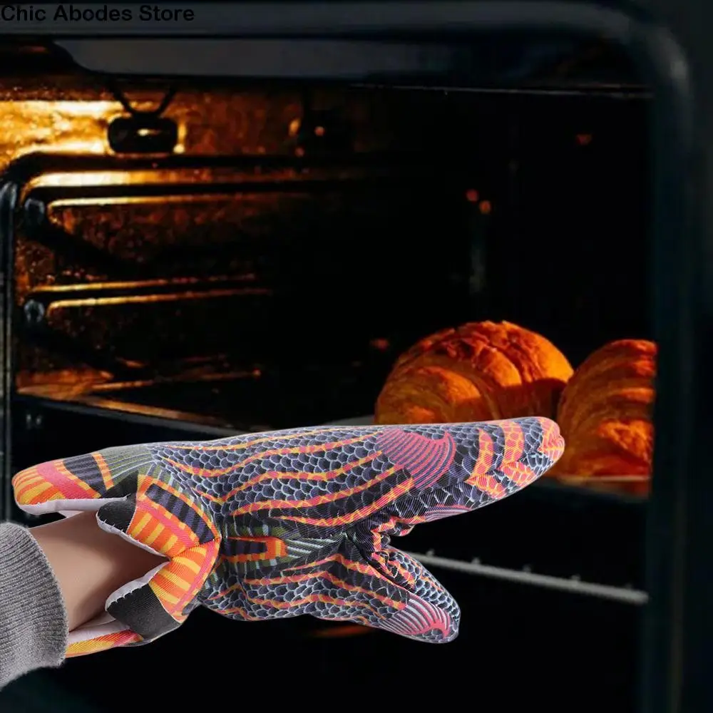 

Durable Non-slip Fish Shape Oven Mitts Anti-scalding Colorful Baking Insulation Glove Cartoon Soft Microwave Glove Home