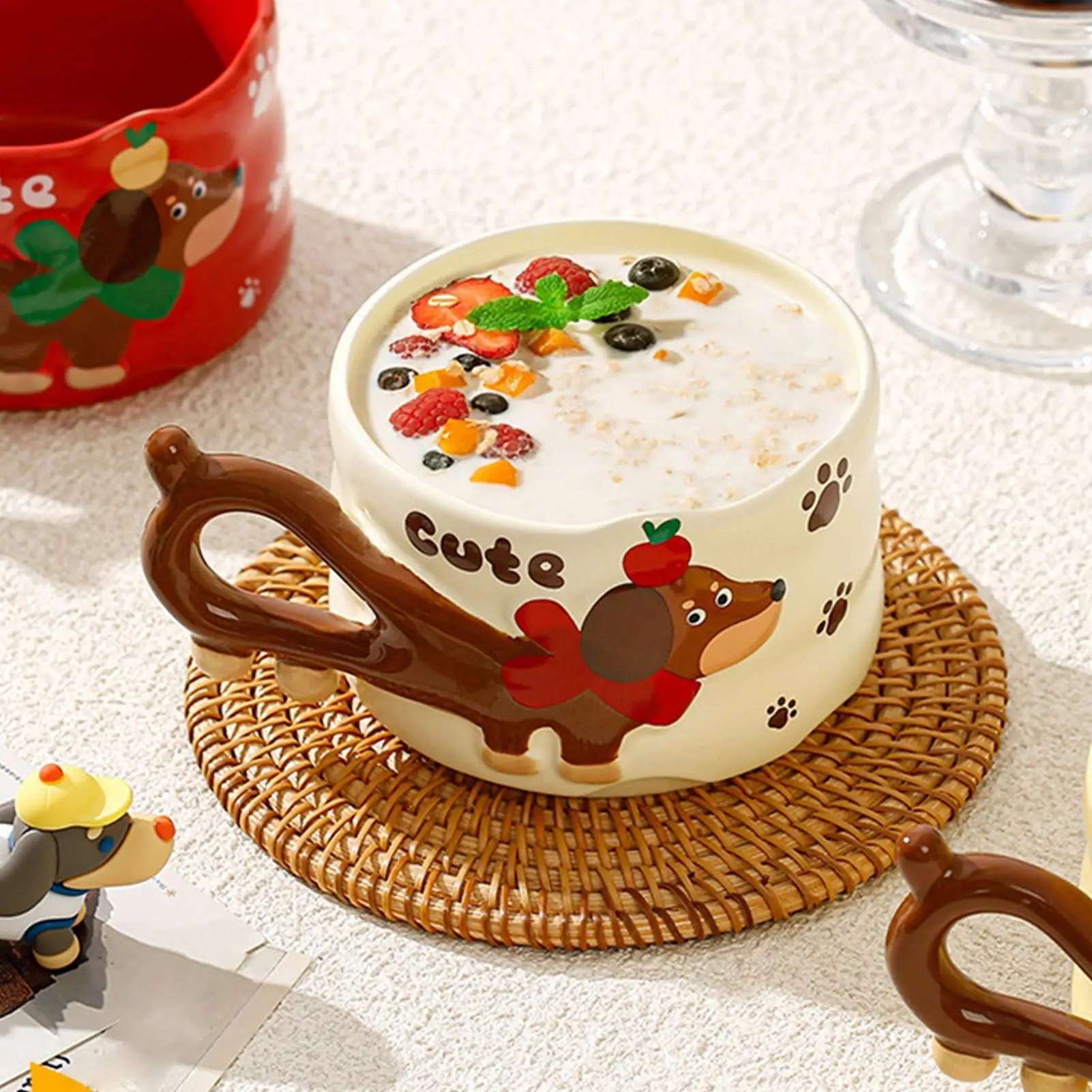 380ml 3D Dachshund Dog Cup Ceramic Novelty Coffee Mug Cartoon Animal Breakfast Milk Tea Cups