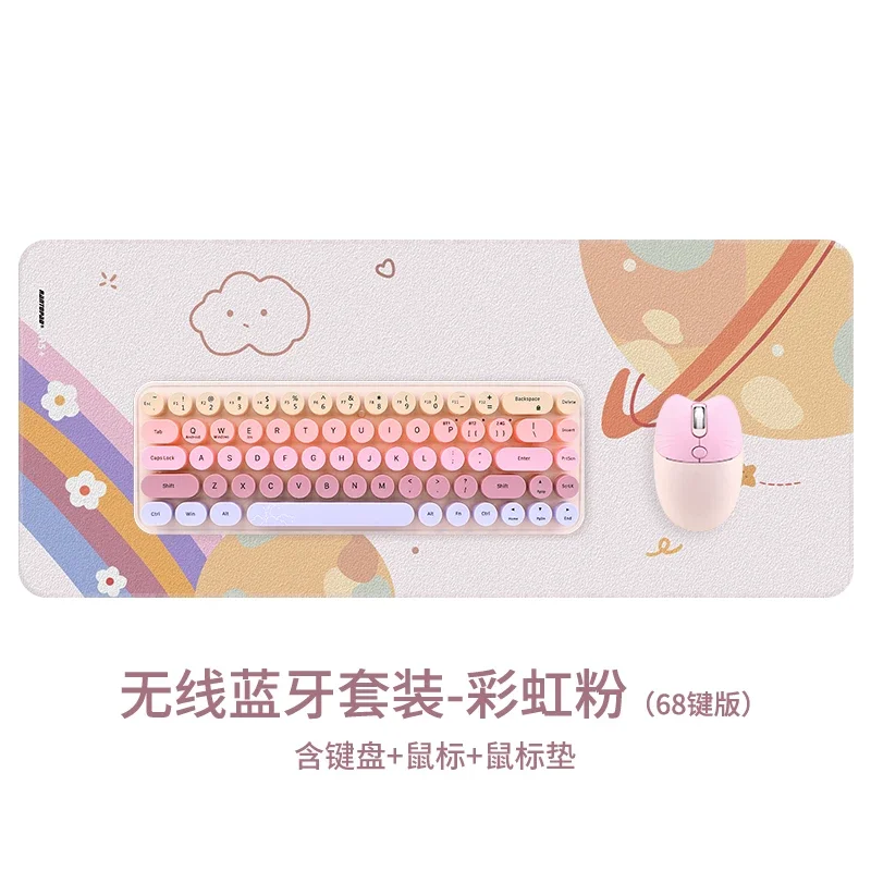 

1 Bluetooth Wireless Keyboard Mouse Set Laptop Tablet Office Keyboard Mouse Girl
