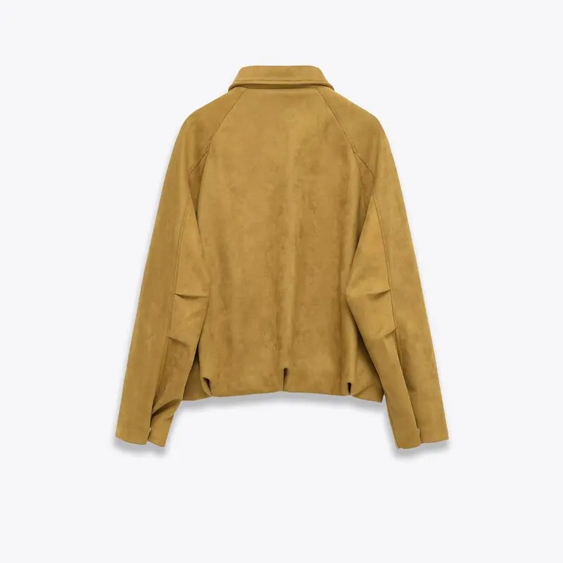 Winter 2025, schmal geschnittener Piloten-Jet-Mantel aus Wildlederimitat für Damen, lang, mit Reißverschluss, für den Pendelverkehr, Faion-Damenoberbekleidung