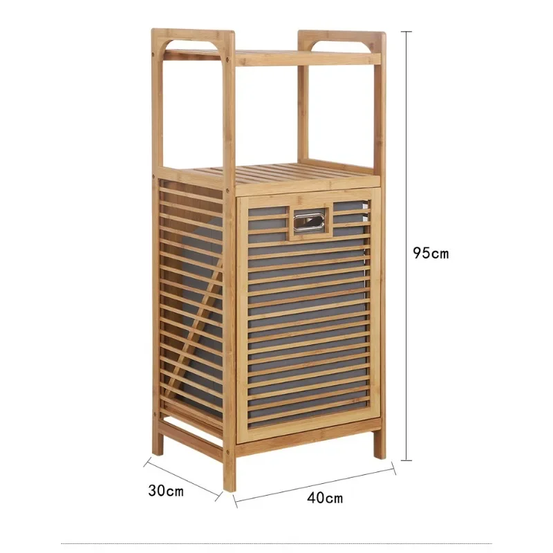 Side Rack Large Dirty Clothes Storage Basket Bamboo Dirty Clothes Storage Basket Fabric Toilet Rack Storage Basket