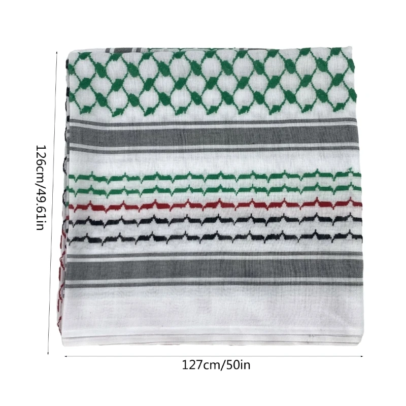 Shemagh Desert Scarf Geometric Jacquard Arab Keffiyeh Turban Shawl Wrap Square Scarves Bandana Head Wraps for Men F3MD