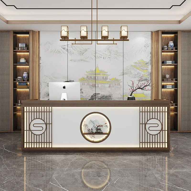 European Information Store Reception Desk Check Out Simple Counter Standing Reception Replica Desk Lectern Trendy Furniture