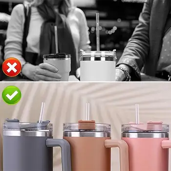 Opakovaně použitelné brčko s čisticím kartáčkem, náhradní plastové brčko kompatibilní se sklenicemi Stanley o objemu 40 oz a 30 oz. 8 nejlepší prodej Brčko Stanley Tumbler - №1