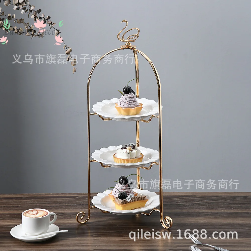 

Dessert Table Swan Two Layers Three Layers Cake Plate Restaurant Home Dim Sum Fruit Afternoon Tea Tray