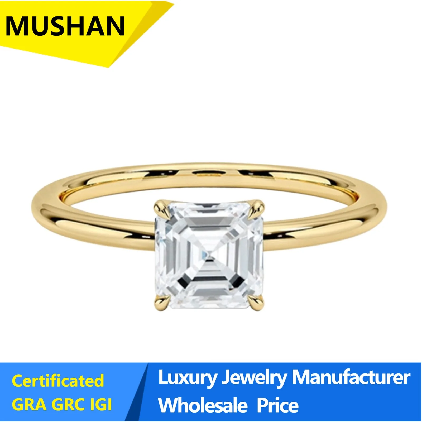 MuShan Jewelry 925 Silver 10k Gold 14k 18k Gold Rings Lab Grown Diamond IGI Certificated Women Ring Wedding Band Fine Jewelry
