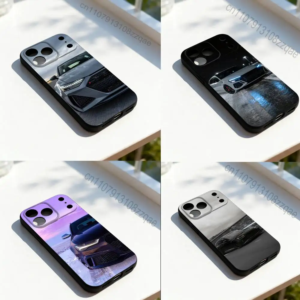 

Sports R-RS6 Super Car For iPhone 17,16,15,14,13,12,11,Pro,Max,Plus,E,SE4,Air,Mini Black Soft Cover Phone Case