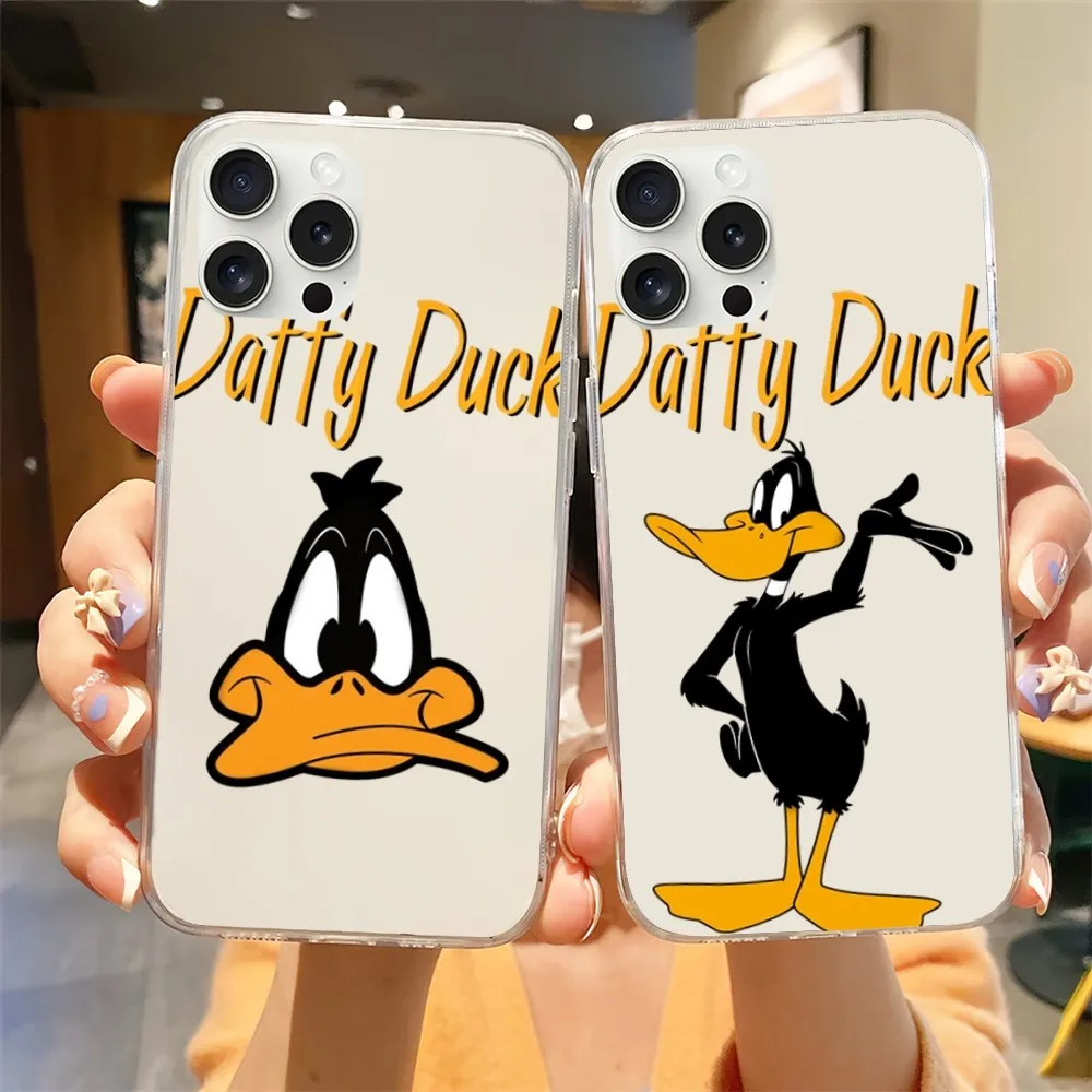 Cartoon Daffy Duck Phone Case For Transparent iPhone 14 15 12 11 13 Max Plus Pro Mini Shell