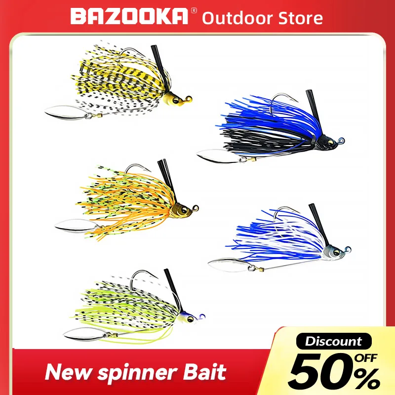 Bazooka Fishing Lure Bait Anti Hanging Bottom Beard Rubber Silk Skirt Carbon Brush Grass blocking Rotating Sequins Spinner Bait