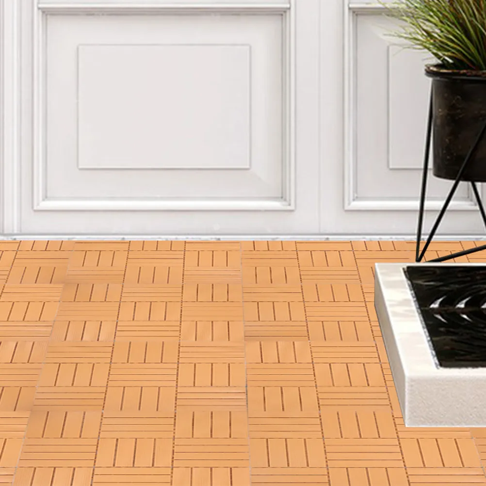 4Pcs Interlocking Deck Tiles Outdoor Plastic Rug Flooring for Patio Garden Balcony Yard Decorative Floor Slabs Self-Assemble