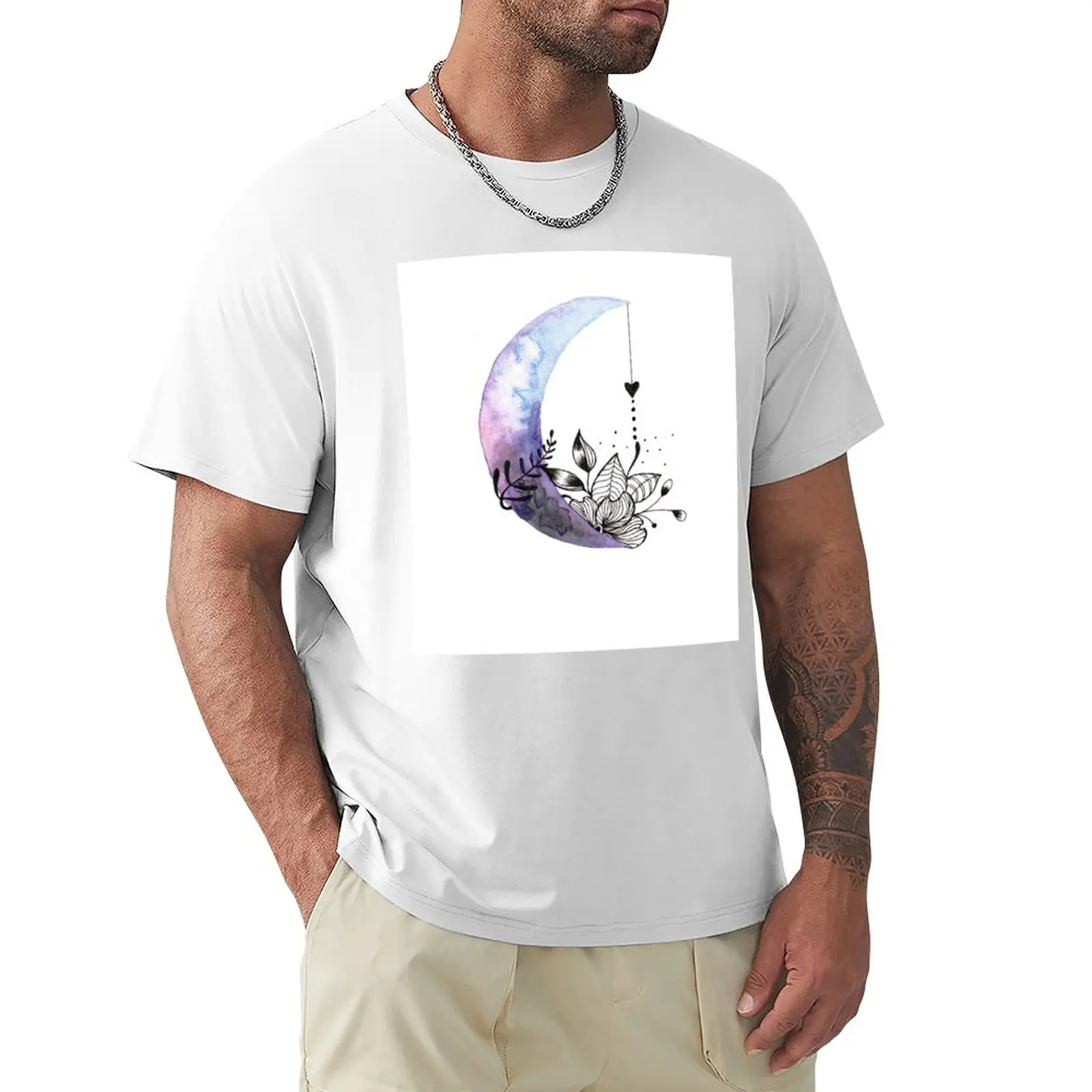 heart on moon T-Shirt anime clothes sports fans sublime clothes for men