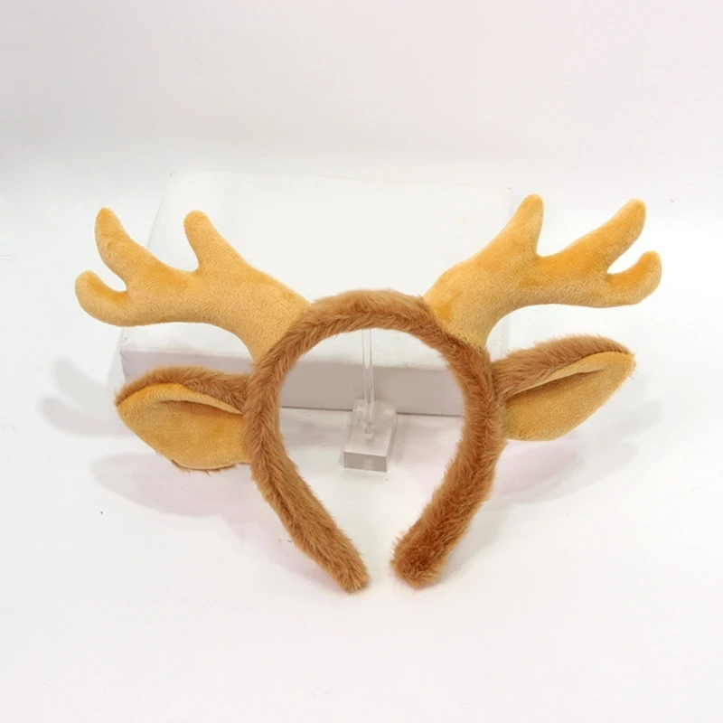 Antler Headband Deer Ears Hair Accessory for Women and Girls Headpieces for Christmas Cosplay Party Prom Photo Props