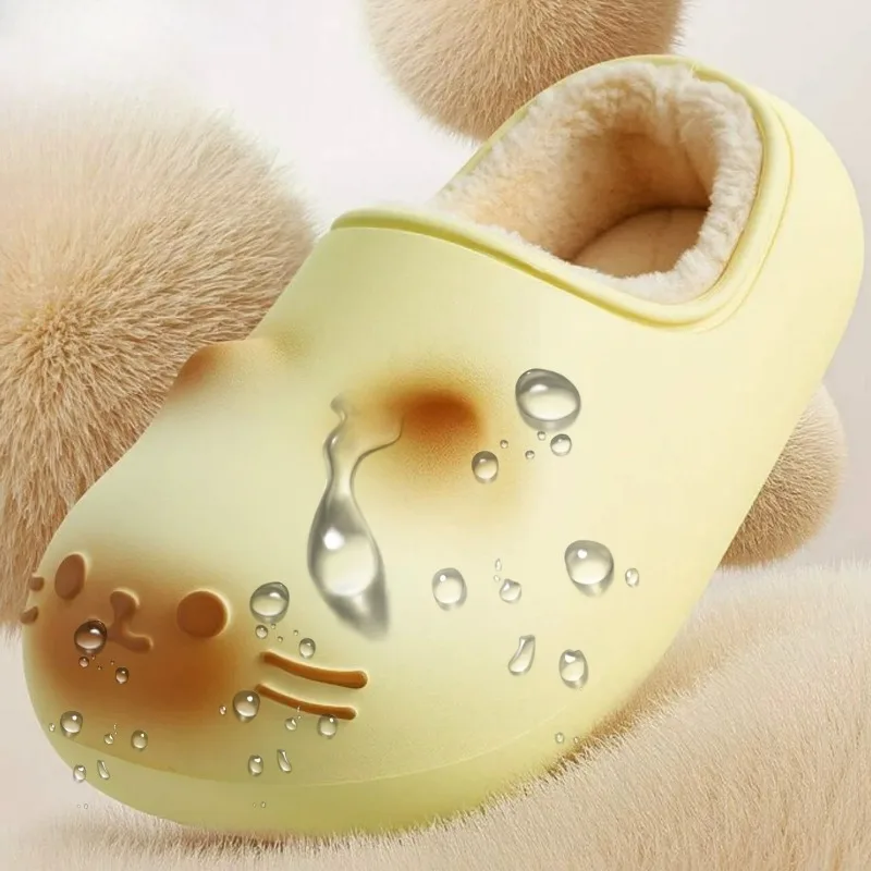 

Thicken Plush Cat Paw Slippers Couple EVA Sole Cartoon Non-slip Slippers for Women Men Winter Plush Fluffy Home Warmth Slipper