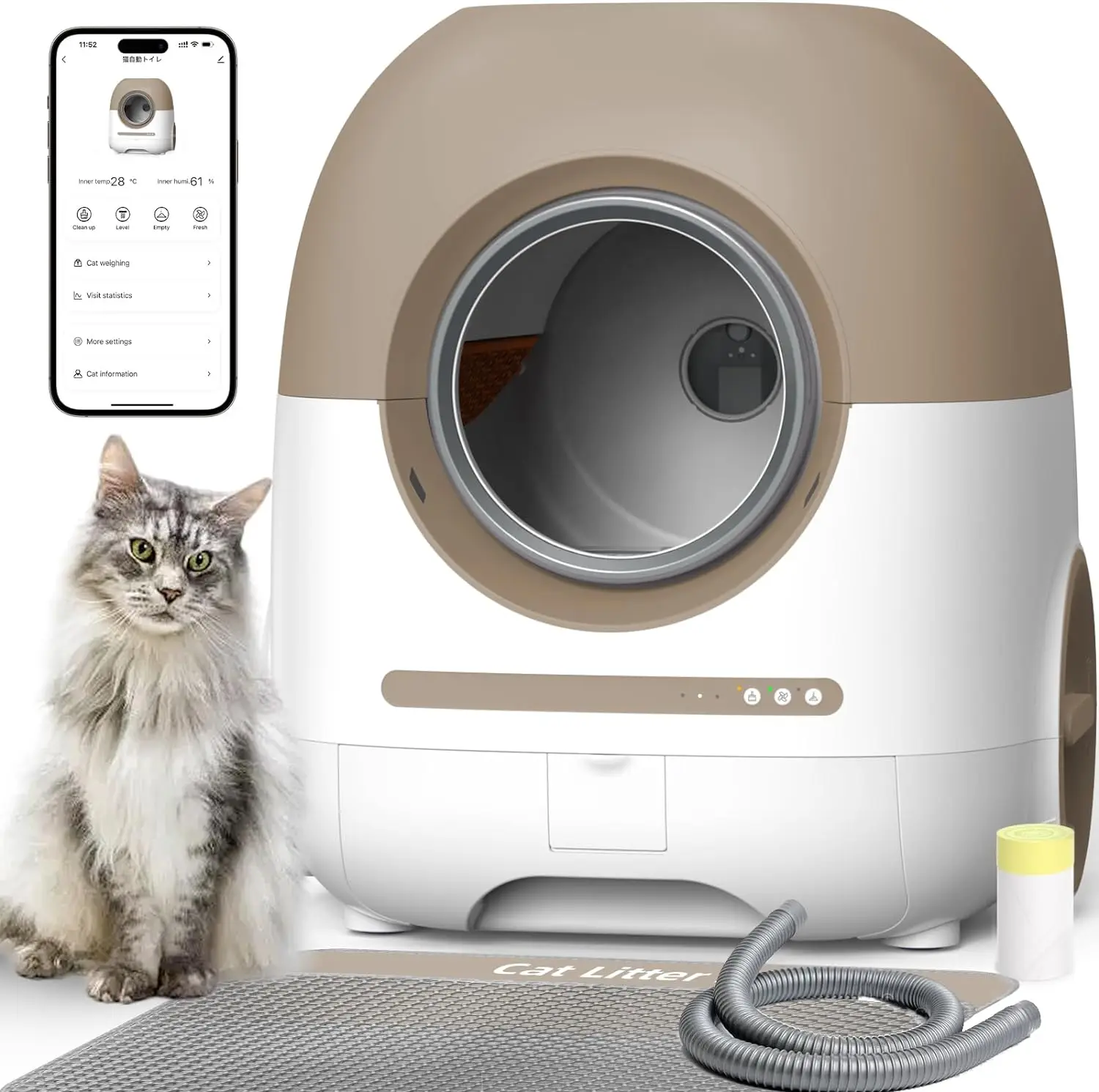 

Automatic Cat Toilet Self Cleaning Cats Sandbox Smart Litter Box Closed Tray Toilet Rotary Training Detachable Bedpan