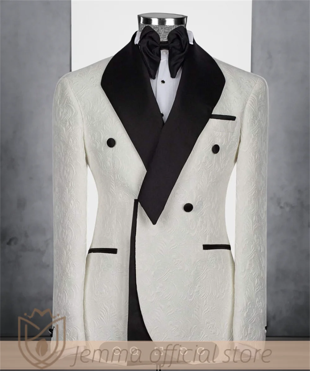 

Men's Jacquard Suit Jacket, Contrast Shawl Collar, Double-Breasted Design, Banquet & Party Fashion Item